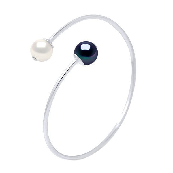 Bracelet Jonc Perles Rondes 9-10 Mm - Argent 925 - Cavalaire