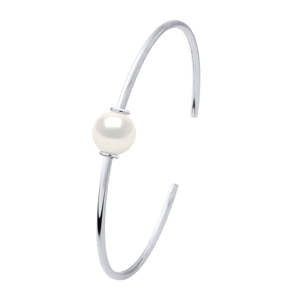 Bracelets Jonc Perle Ronde 9-10 Mm - Plusieurs Coloris - Argent 925 - Beaulieu