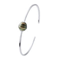 Bracelet Jonc - Argent 925 Millièmes - Véritable Perle De Culture De Tahiti Cerclée 9-10 Mm