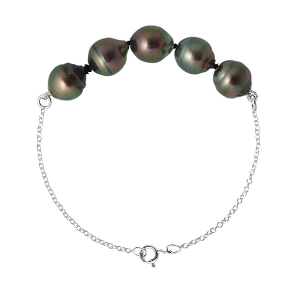 Bracelet Véritables Perles De Culture De Tahiti Cerclées 8-9 Mm
