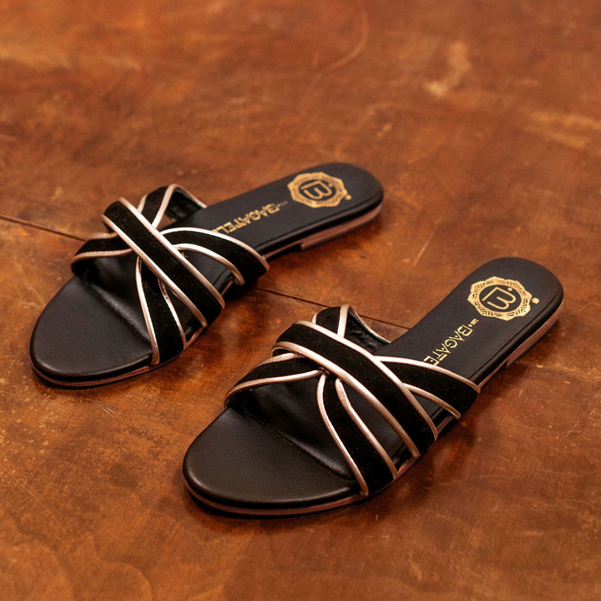 Sandales Myrtice - Black + Gold