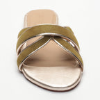 Mules Myrtice - Olive Et Platinium