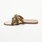 Mules Myrtice - Olive Et Platinium