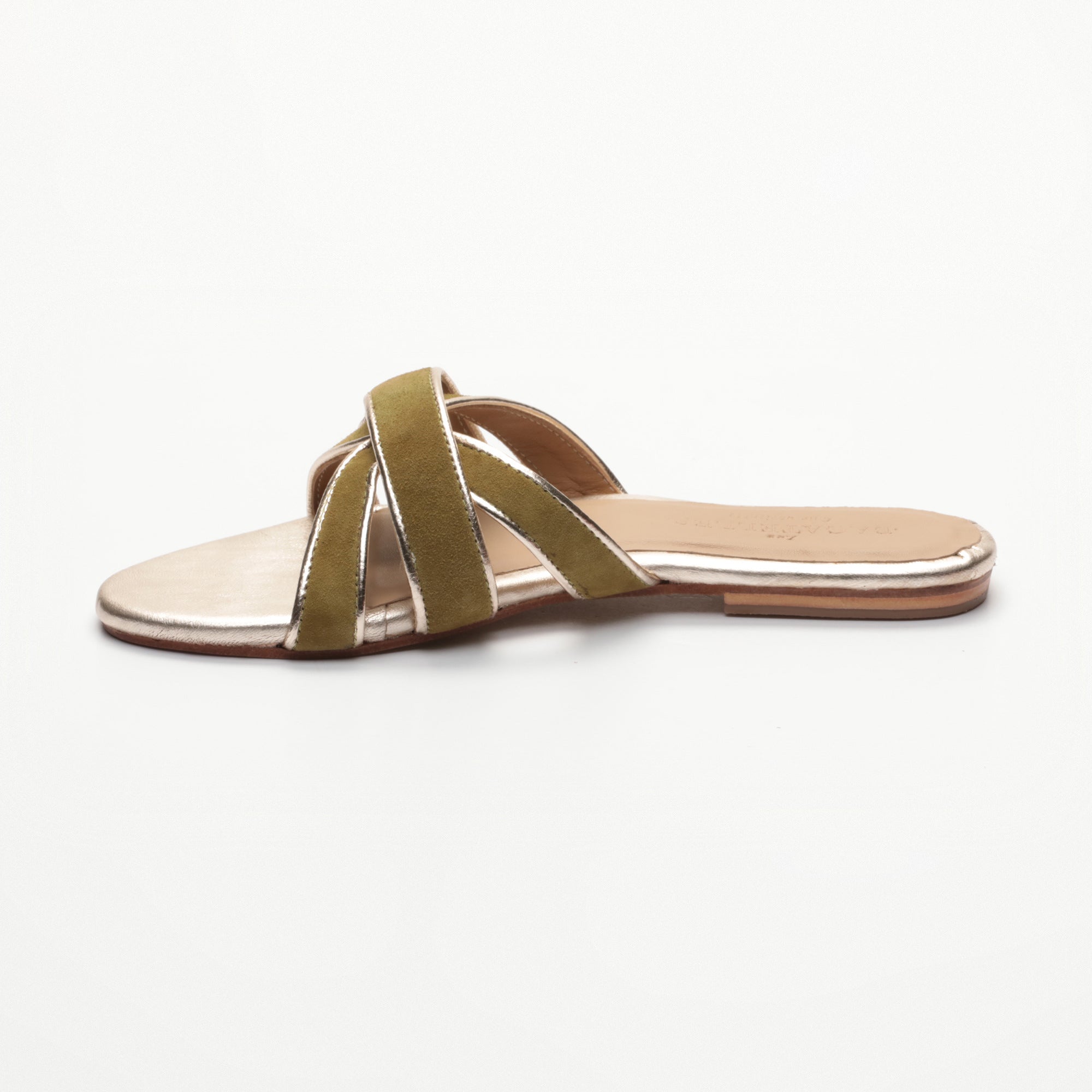 Mules Myrtice - Olive Et Platinium