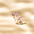 Bague Diamants "Flamboyant" 0,09/29, Améthyste 0,38/4 et Saphir Rose 0,0,35/3