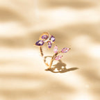 Bague Diamants "Flamboyant" 0,09/29, Améthyste 0,38/4 et Saphir Rose 0,0,35/3
