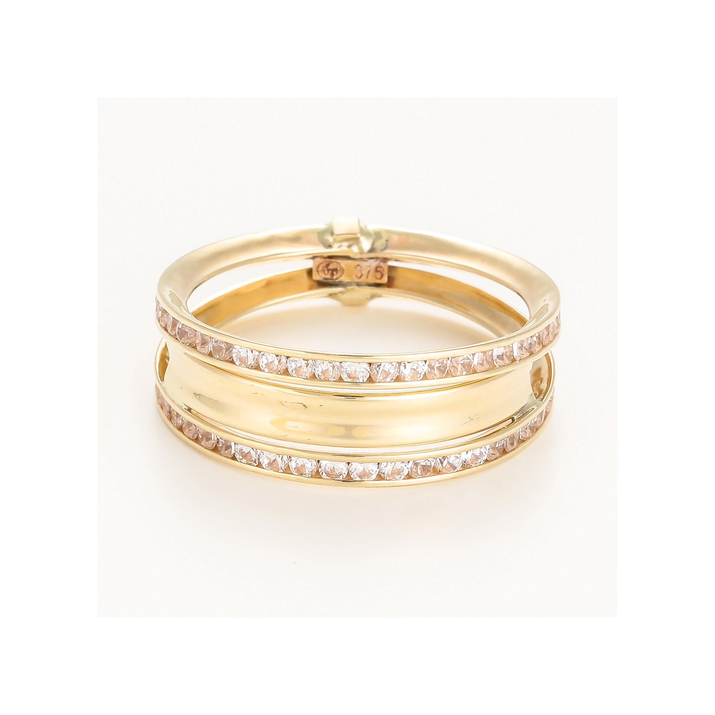 Bague "Blanca" Or Jaune 375/1000 Et Zirconium