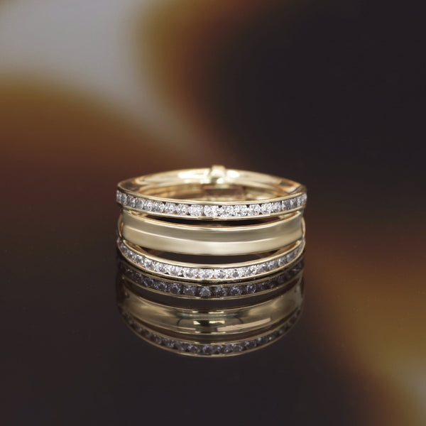 Bague "Blanca" Or Jaune 375/1000 Et Zirconium