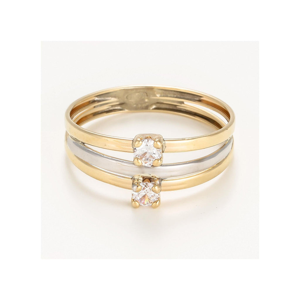 Bague " Florine" Or Bicolore 375/1000 Et Zirconium