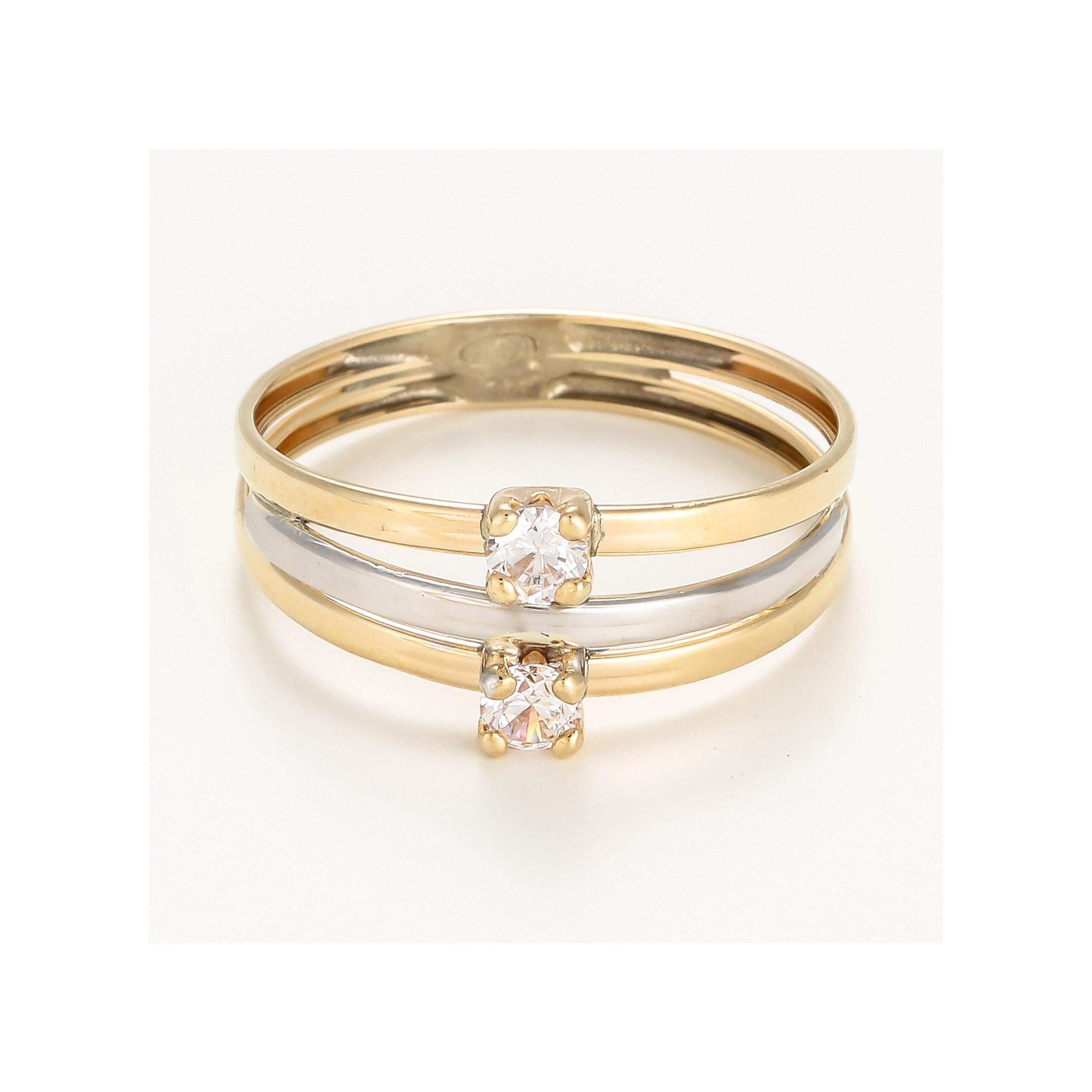 Bague " Florine" Or Bicolore 375/1000 Et Zirconium