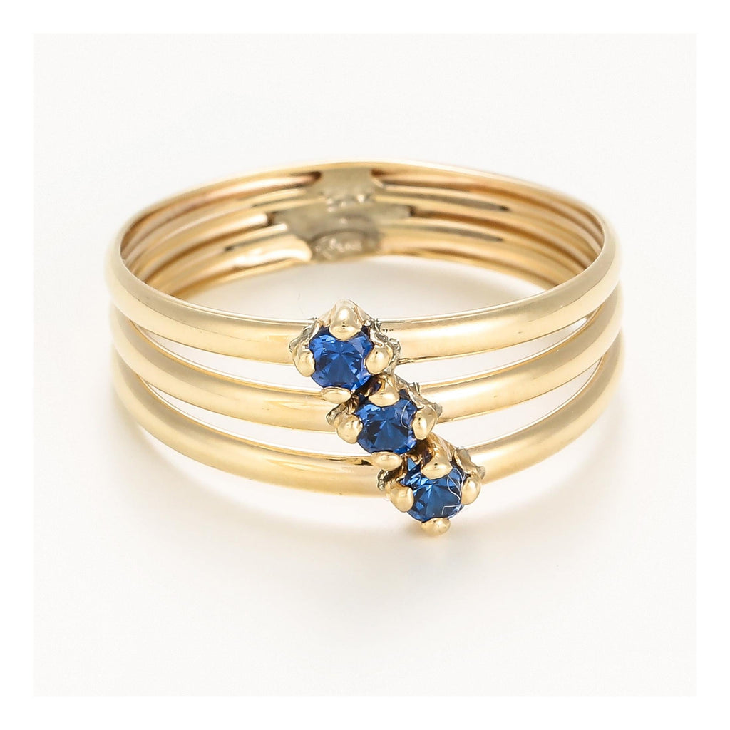 Bague " Abbie Zirconium Bleu " Or Jaune 375/1000 Et Zirconium
