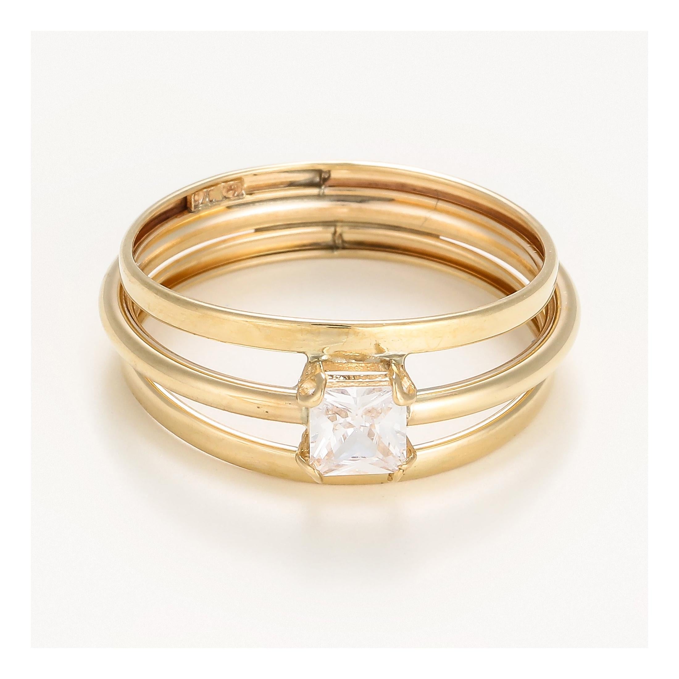 Bague "Sam " Or Jaune 375/1000 Et Zirconium