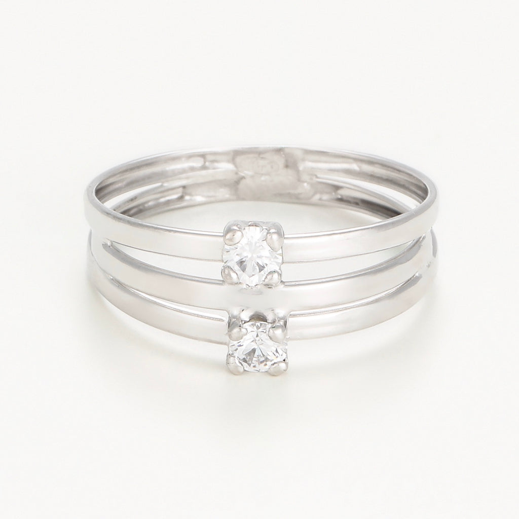 Bague "Florine" - Or Blanc 375/1000 Et Zirconium