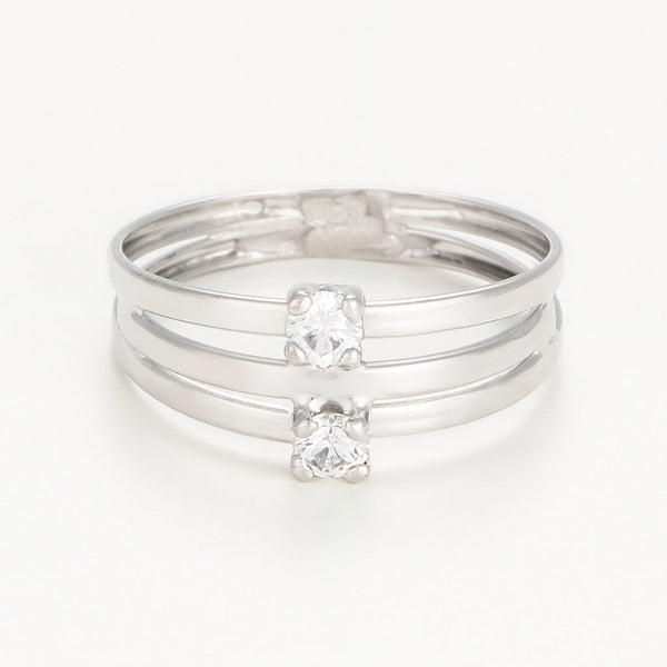 Bague "Florine" - Or Blanc 375/1000 Et Zirconium