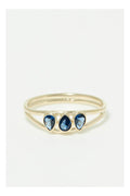 Bague "Marine Bleue"  Or Jaune 375/1000 Et Zirconium
