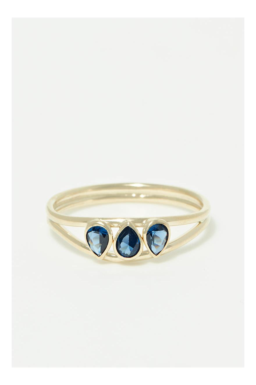 Bague "Marine Bleue"  Or Jaune 375/1000 Et Zirconium