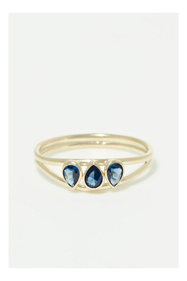 Bague "Marine Bleue"  Or Jaune 375/1000 Et Zirconium