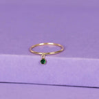 Bague "Pierette Verte" - Or Jaune 375/1000 Et Zirconium