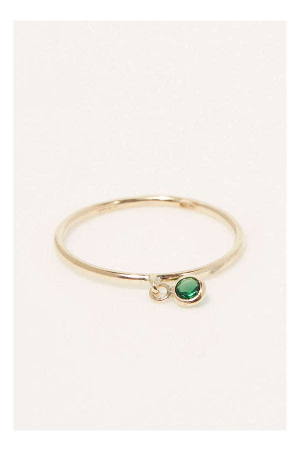 Bague "Pierette Verte" Or Jaune 375/1000 Et Zirconium