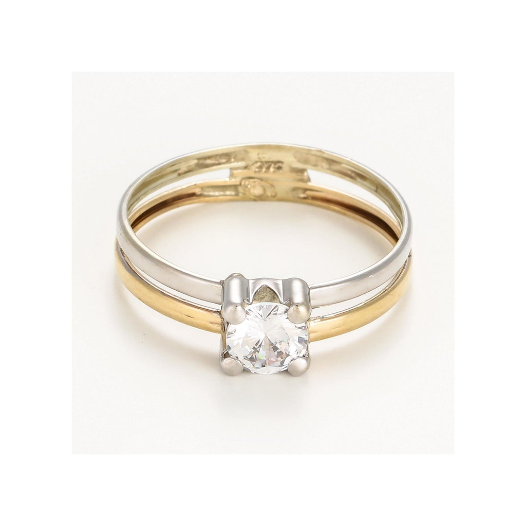 Bague " Suerte " Or Bicolore 375/1000 Et Zirconium