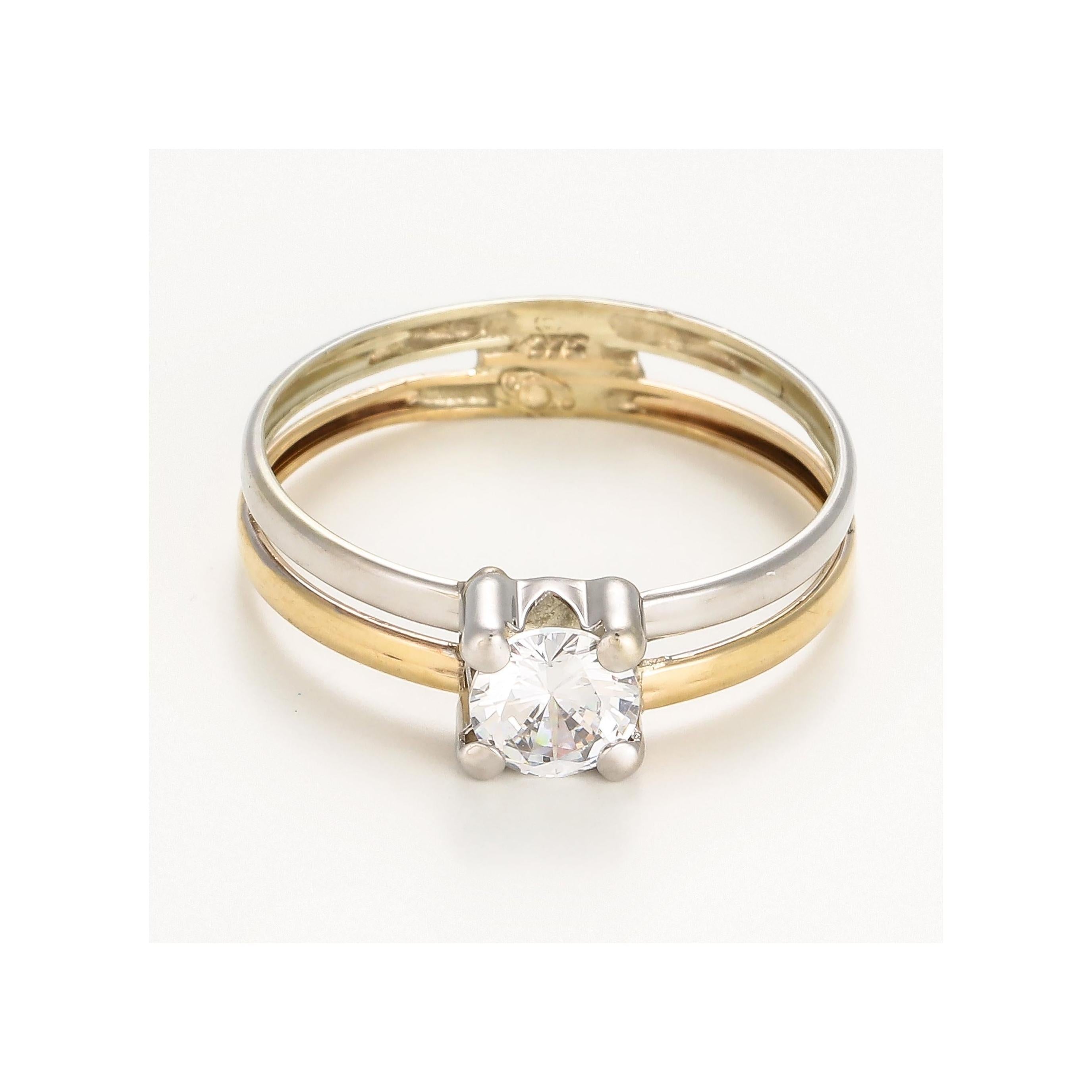 Bague " Suerte " Or Bicolore 375/1000 Et Zirconium