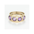 Bague " Maden Amethyst" Or Jaune 375/1000 Et Zirconium