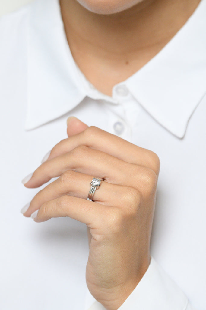 Bague "Brody" - Or Blanc 375/1000 Et Zirconium