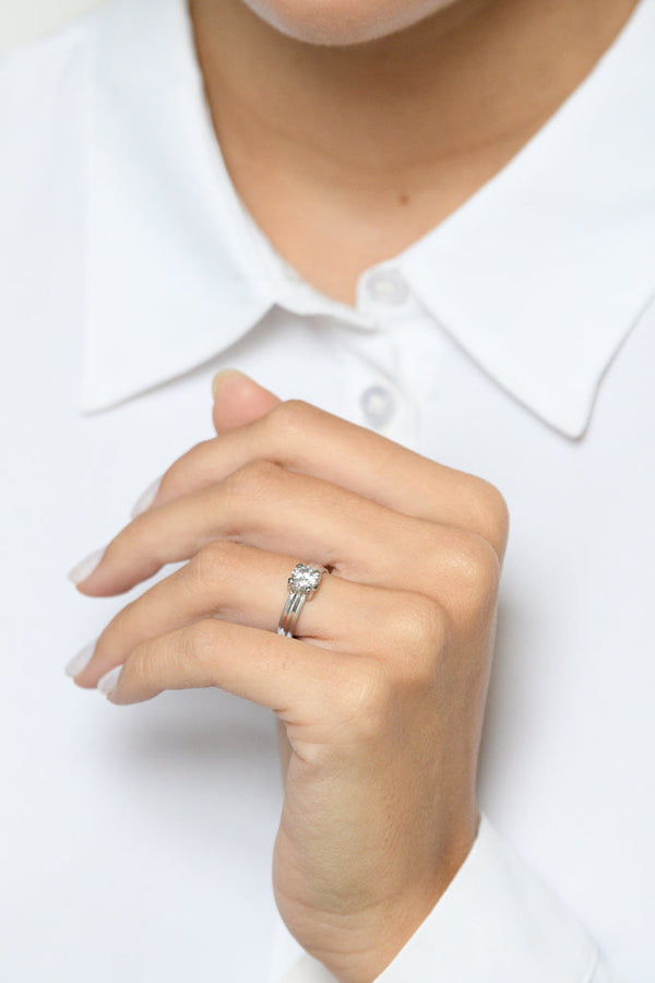Bague "Brody" - Or Blanc 375/1000 Et Zirconium