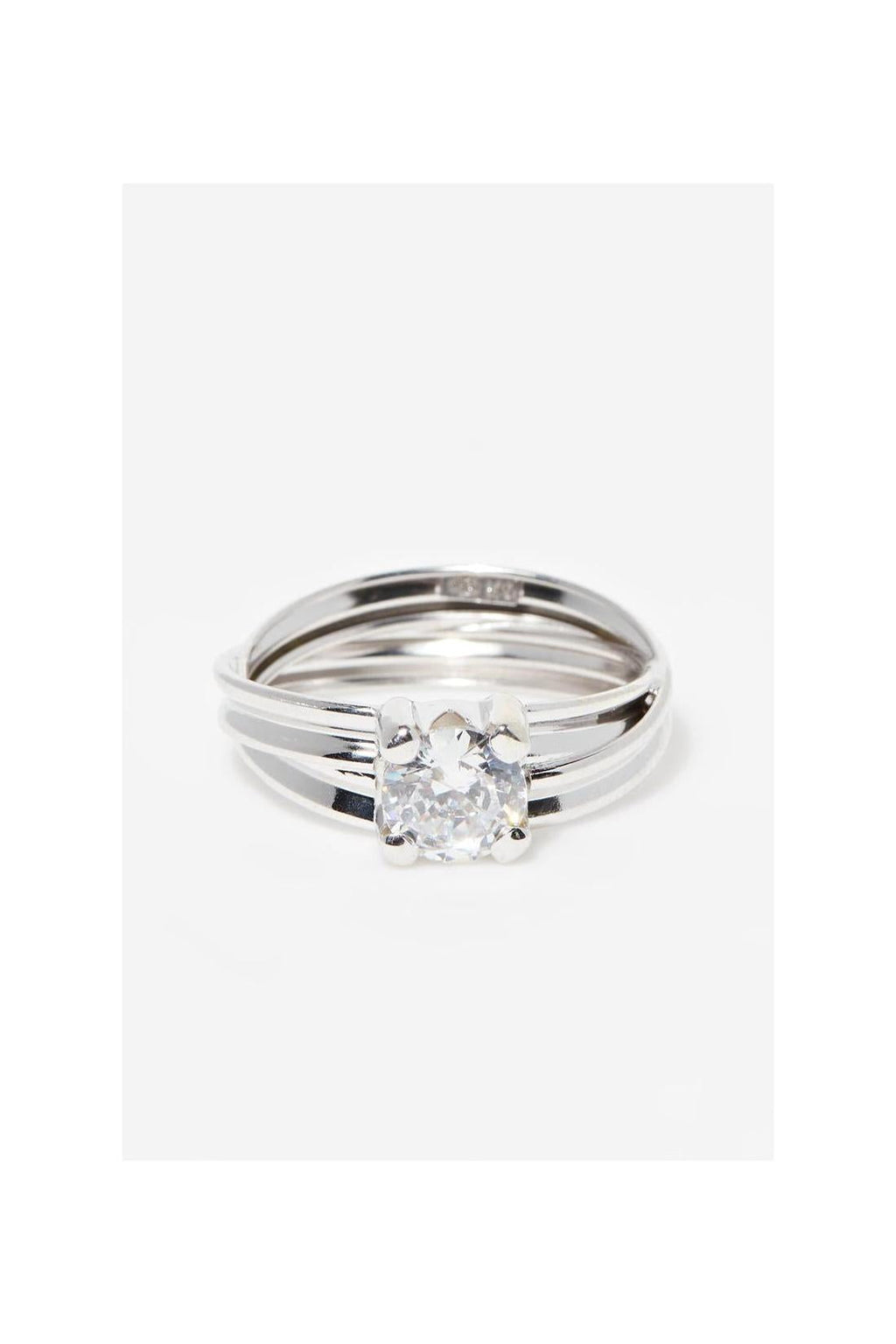 Bague "Nine" Or Blanc 375/1000 Et Zirconium