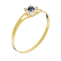 Bague "Nature" Or Jaune 375/1000 Et Zirconium Bleu