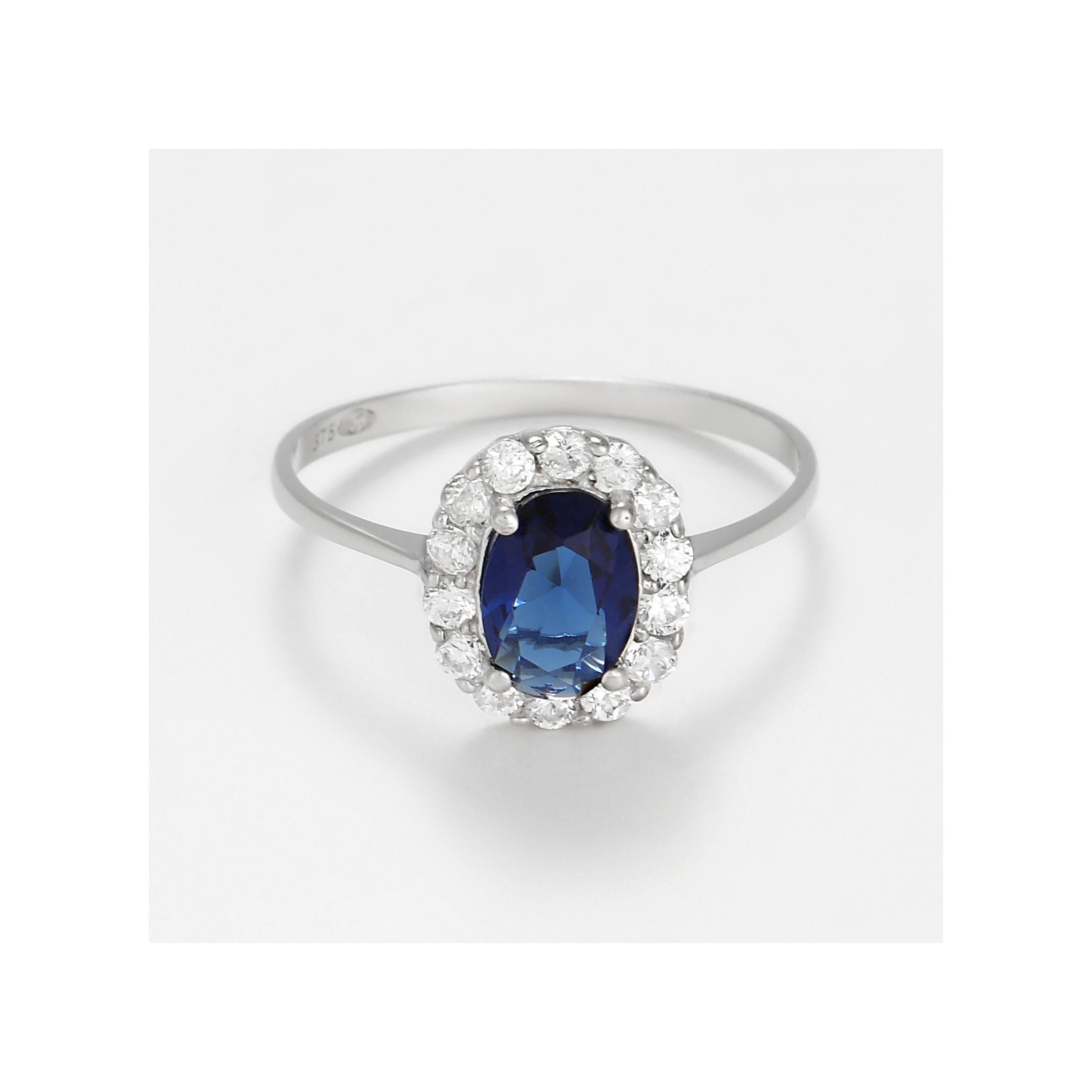 Bague "Bleu Merveilleux" Or Blanc 375/1000