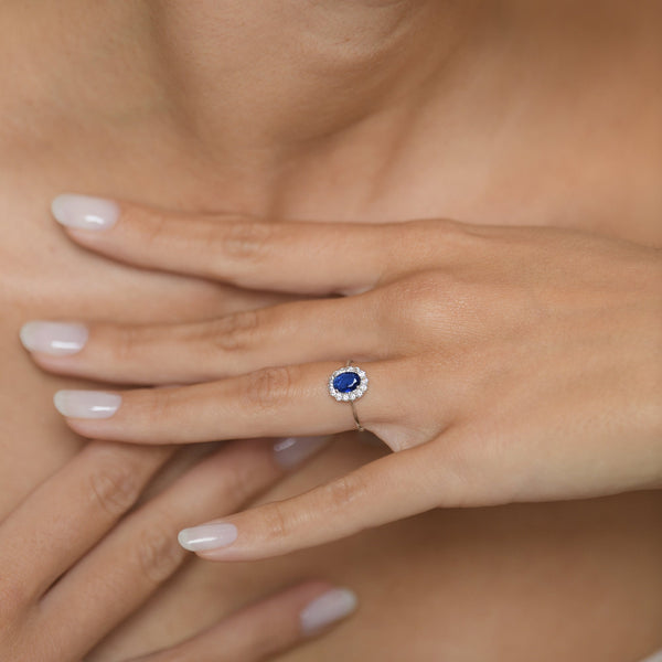 Bague "Bleu Merveilleux" Or Blanc 375/1000