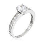 Bague "Brillant" Or Blanc 375/1000 Et Zirconium