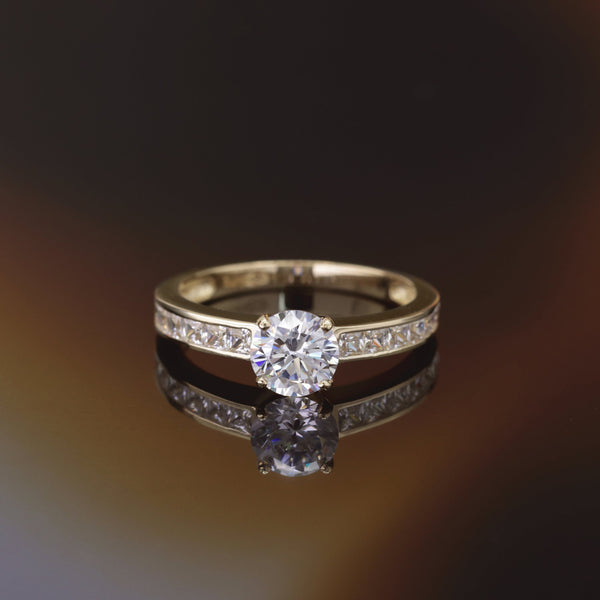 Bague "Brillant" Or Jaune 375/1000 Et Zirconium