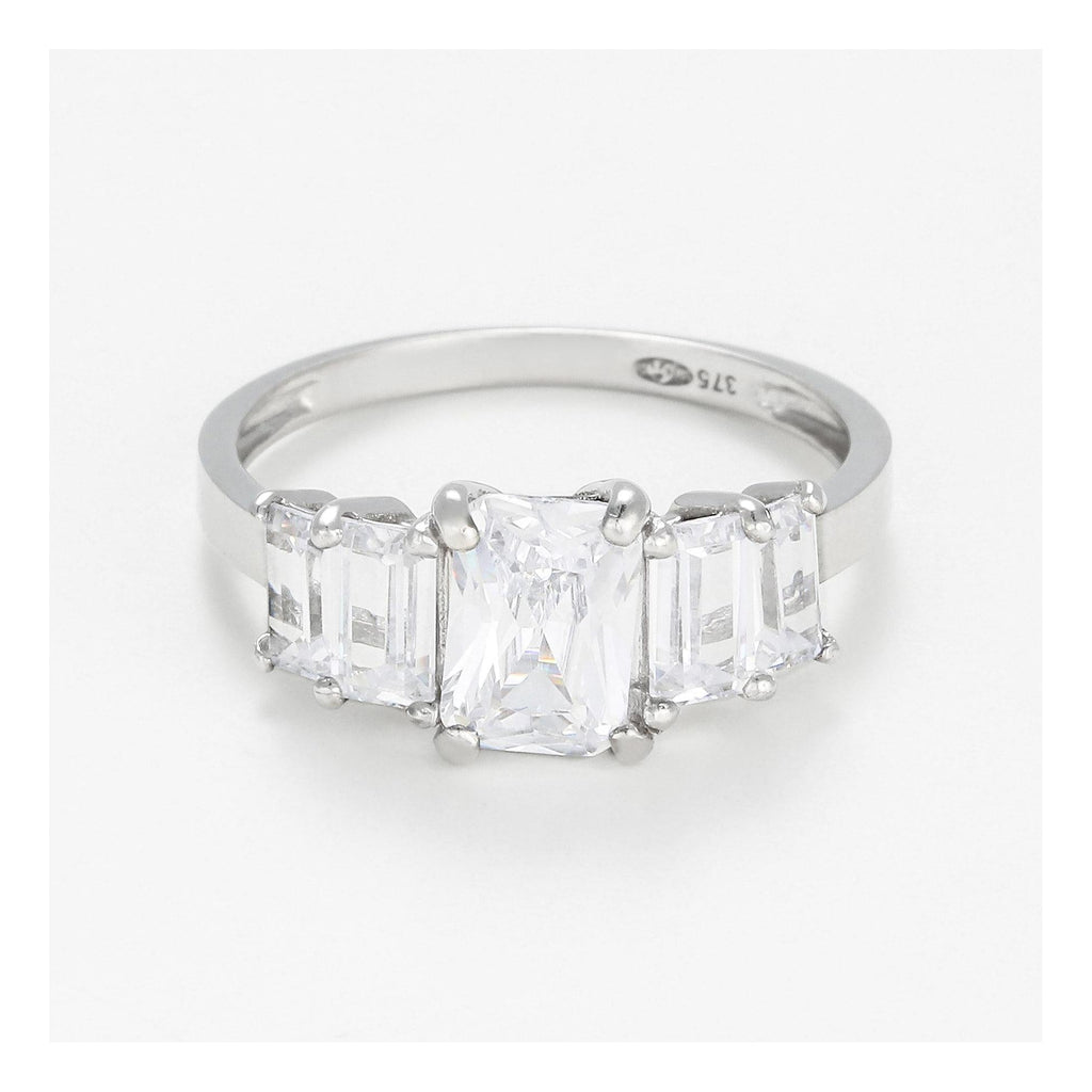 Bague "Escalier" Or Blanc 375/1000 Et Zirconium