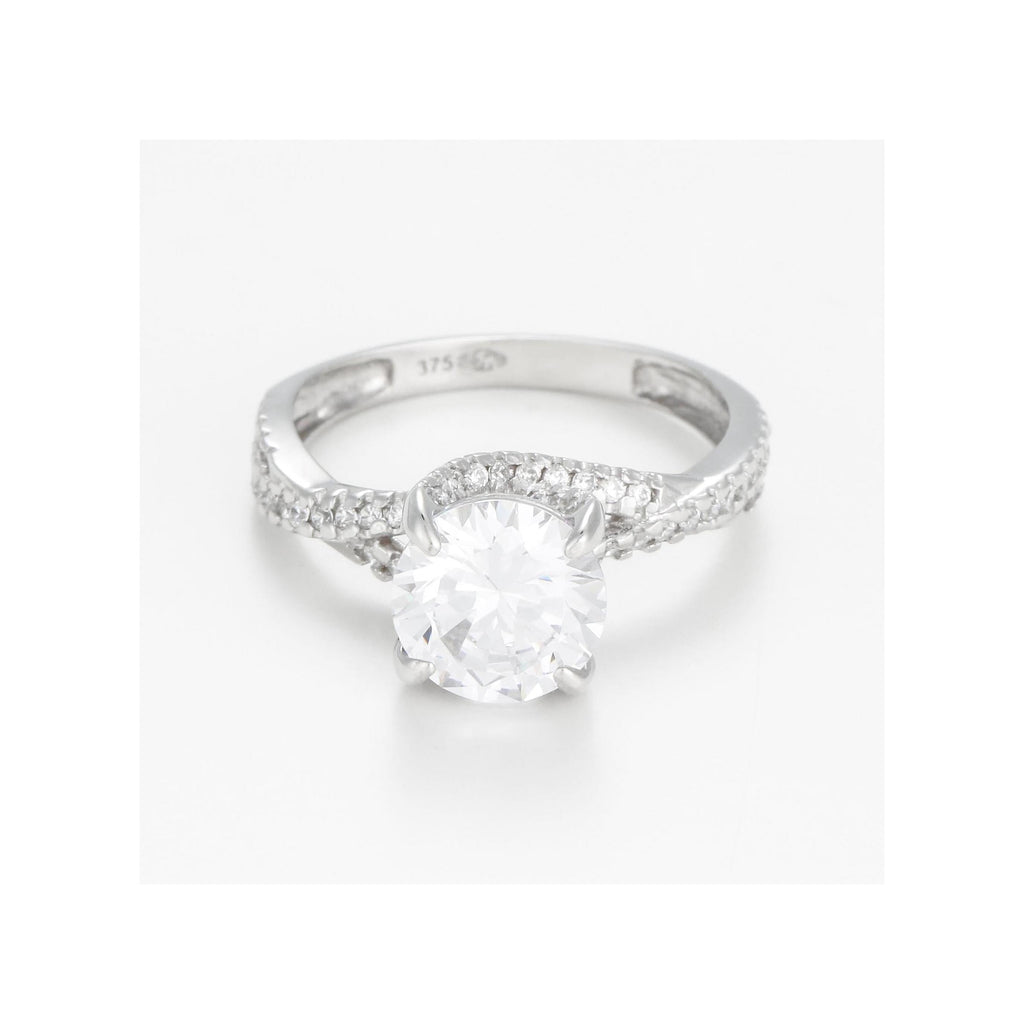 Bague "Tourbillon" Or Blanc 375/1000 Et Zirconium