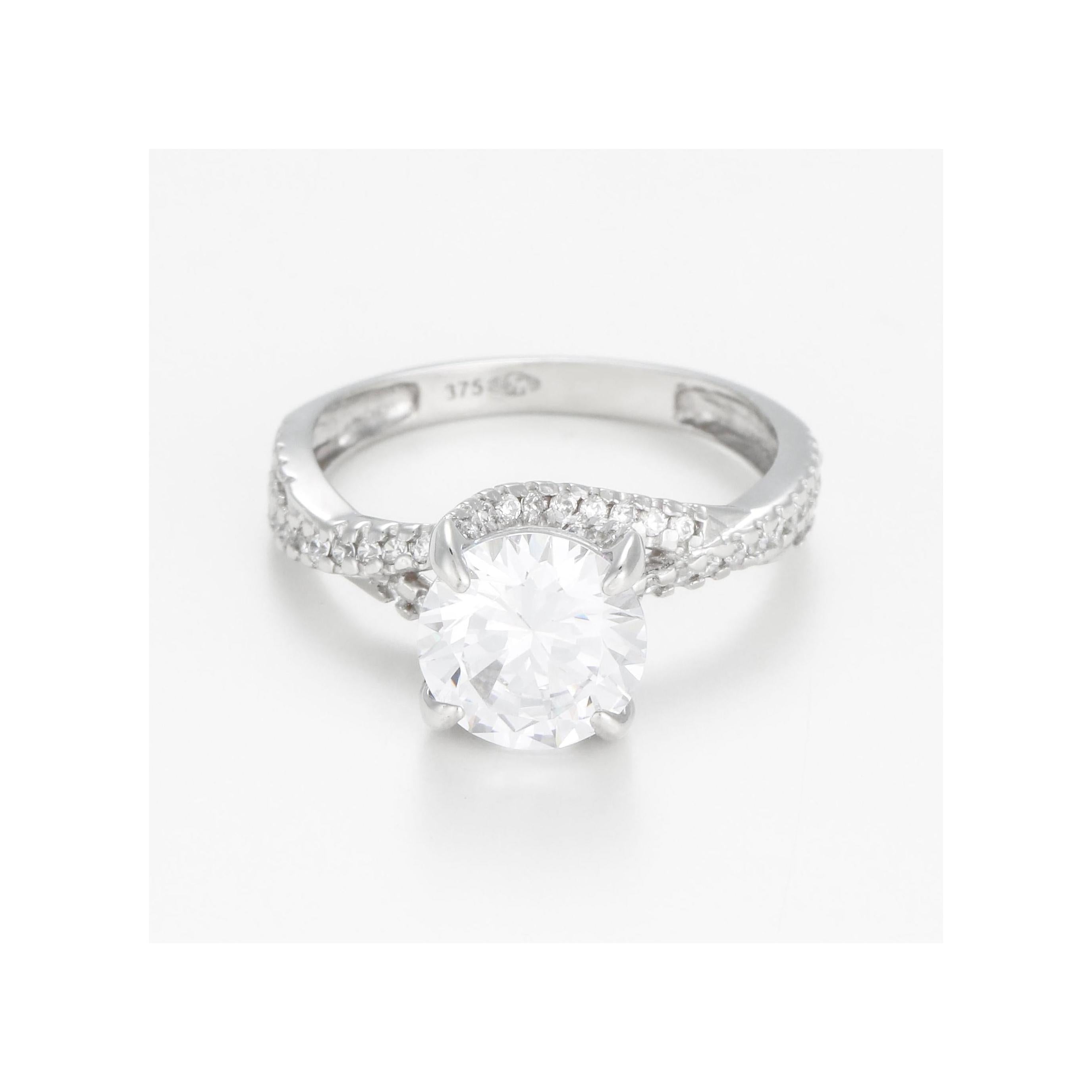 Bague "Tourbillon" Or Blanc 375/1000 Et Zirconium