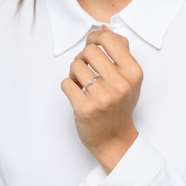 Bague "Rencontre Florale" - Or Blanc 375/1000