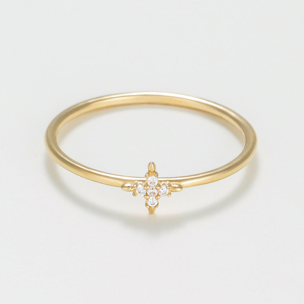 Bague "Kamélia" - Or Jaune 375/1000 Et Zirconium