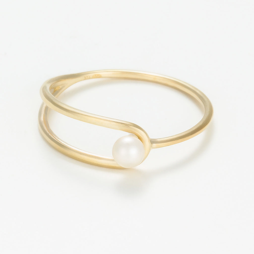 Bague "Malee" - Or Jaune 375/1000 Et Perles Blanche
