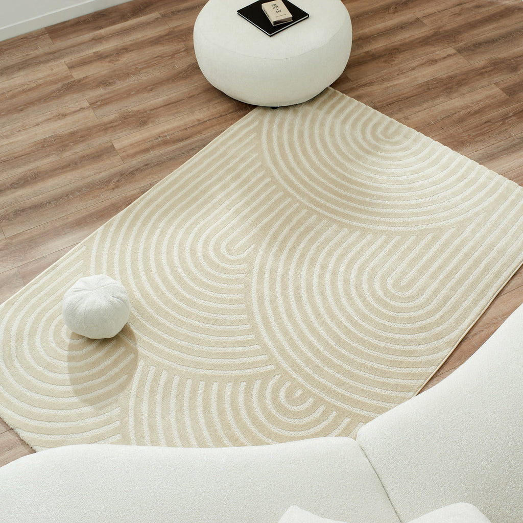 BIANCA - Tapis moderne crème motif arc-en-ciel - BIA157CRE BIANCA
