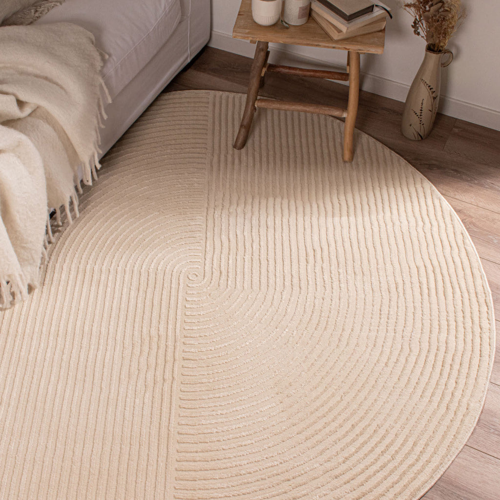 BIANCA - Tapis rond moderne crème à relief - BIA159CRE BIANCA
