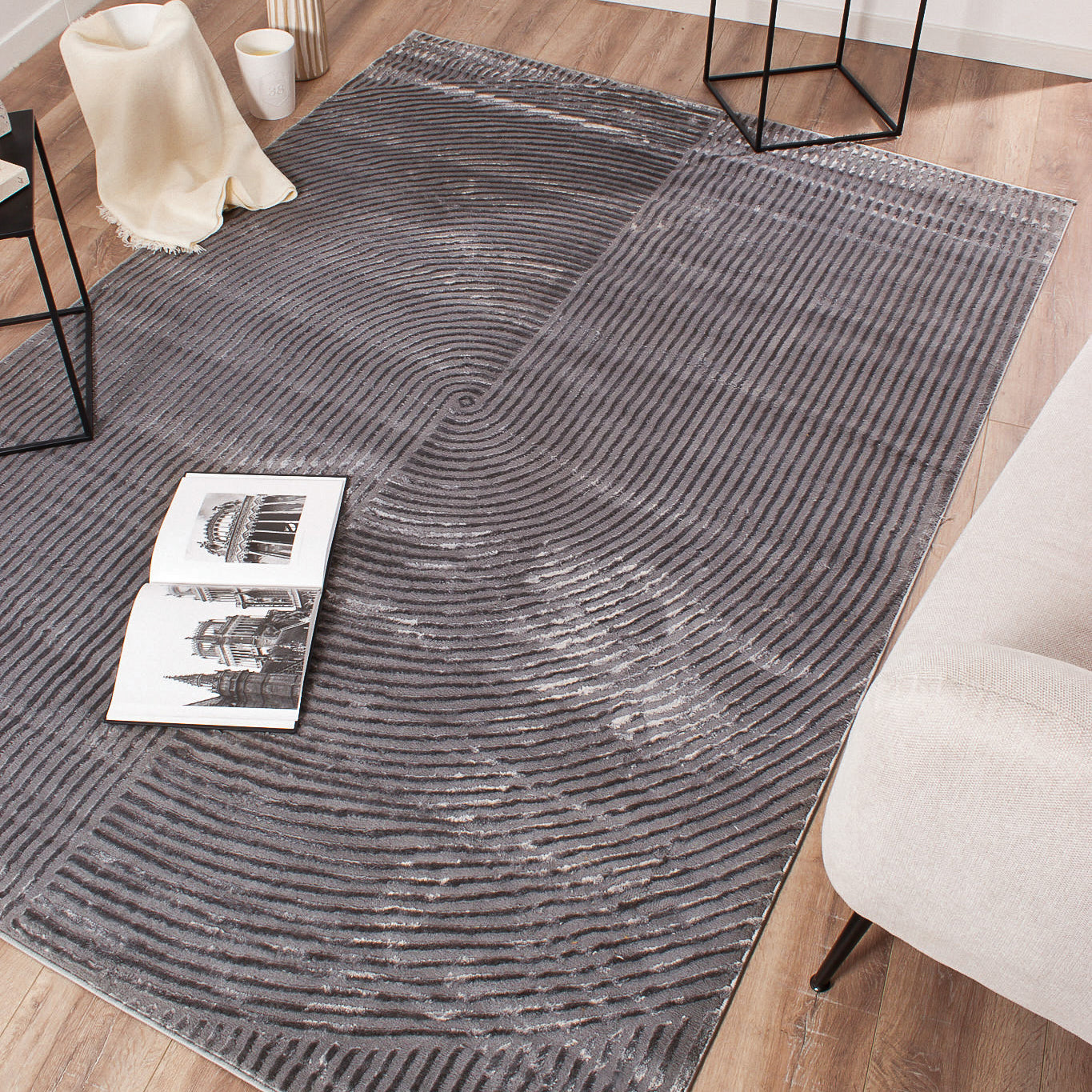 Bianca - Tapis moderne gris à relief - BIA159GRI BIANCA