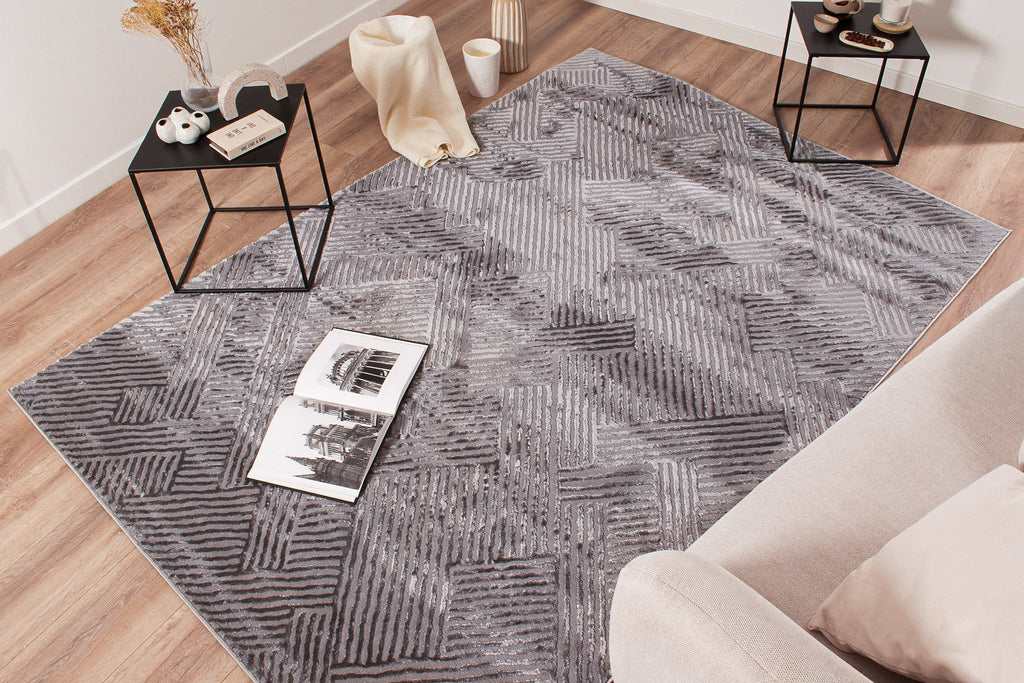 Tapis Bianca 160 - Motif Graphique - Gris - Intérieur