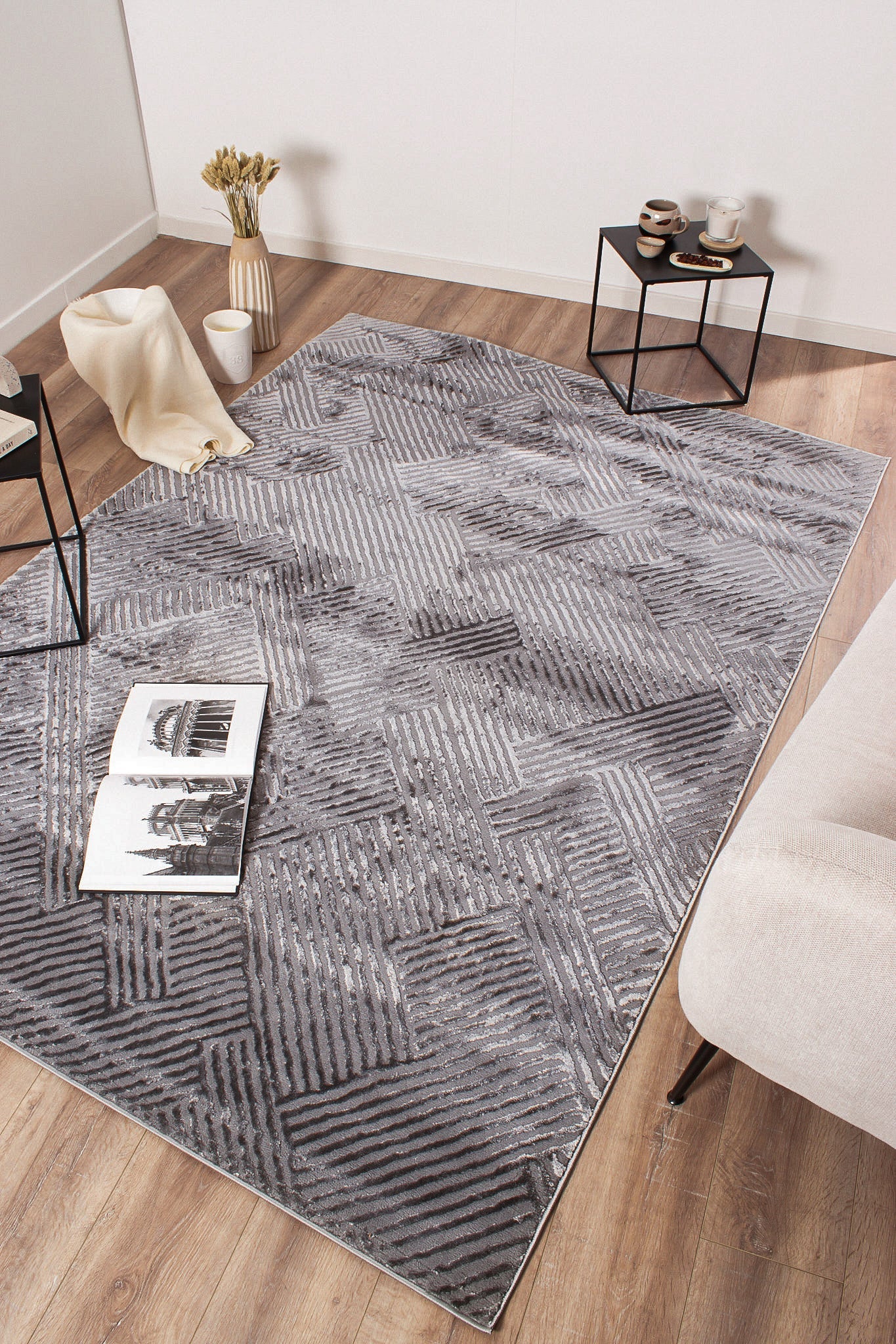 Tapis Bianca 160 - Motif Graphique - Gris - Intérieur