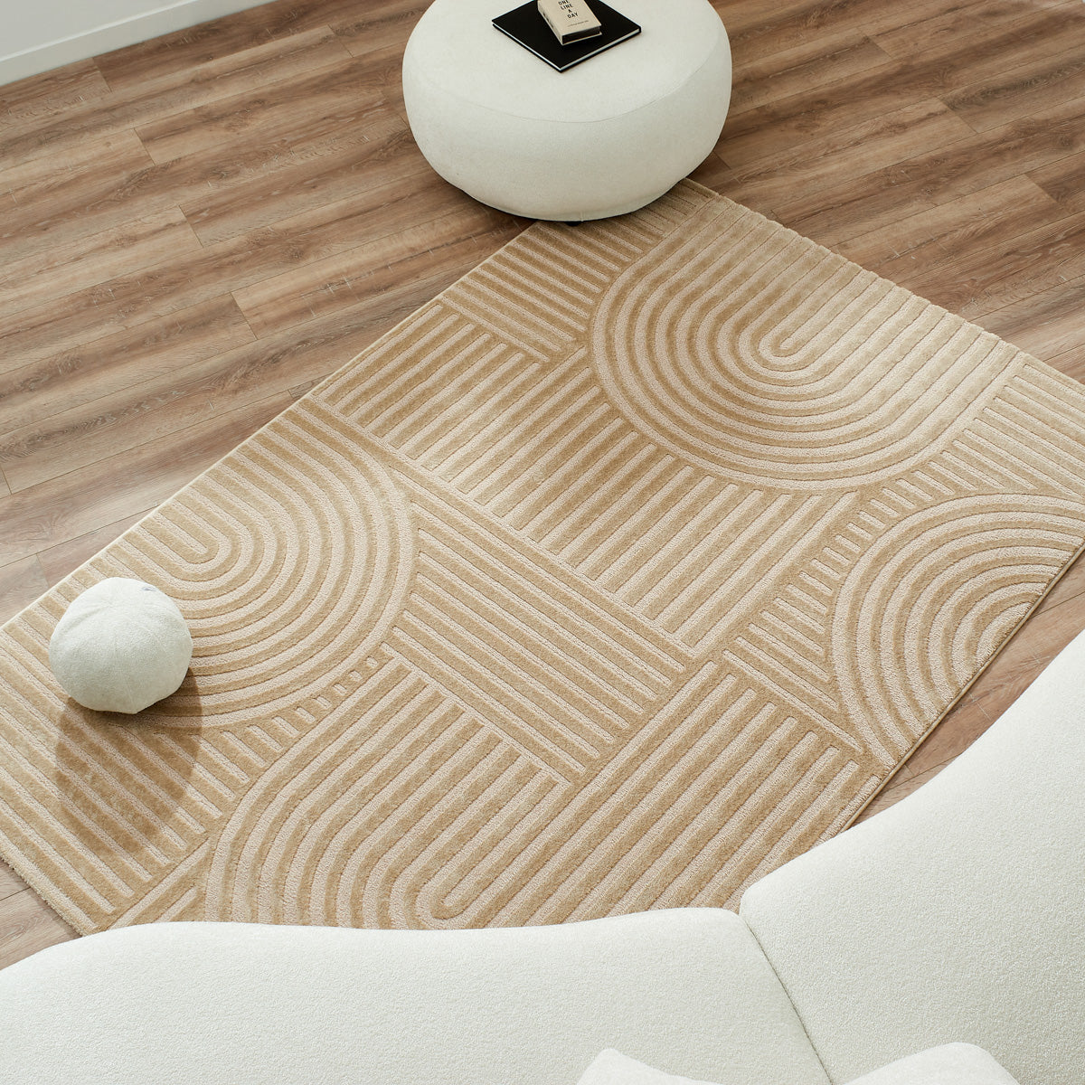 BIANCA - Tapis salon beige à motif arc - BIA163BEI BIANCA