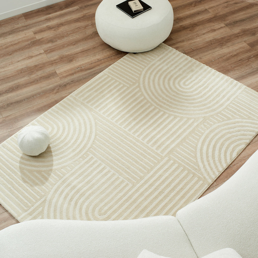 BIANCA - Tapis salon crème à motif arc - BIA163CRE BIANCA