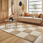 BIANCA - Tapis moderne crème à motif damier - BIA172CRE BIANCA