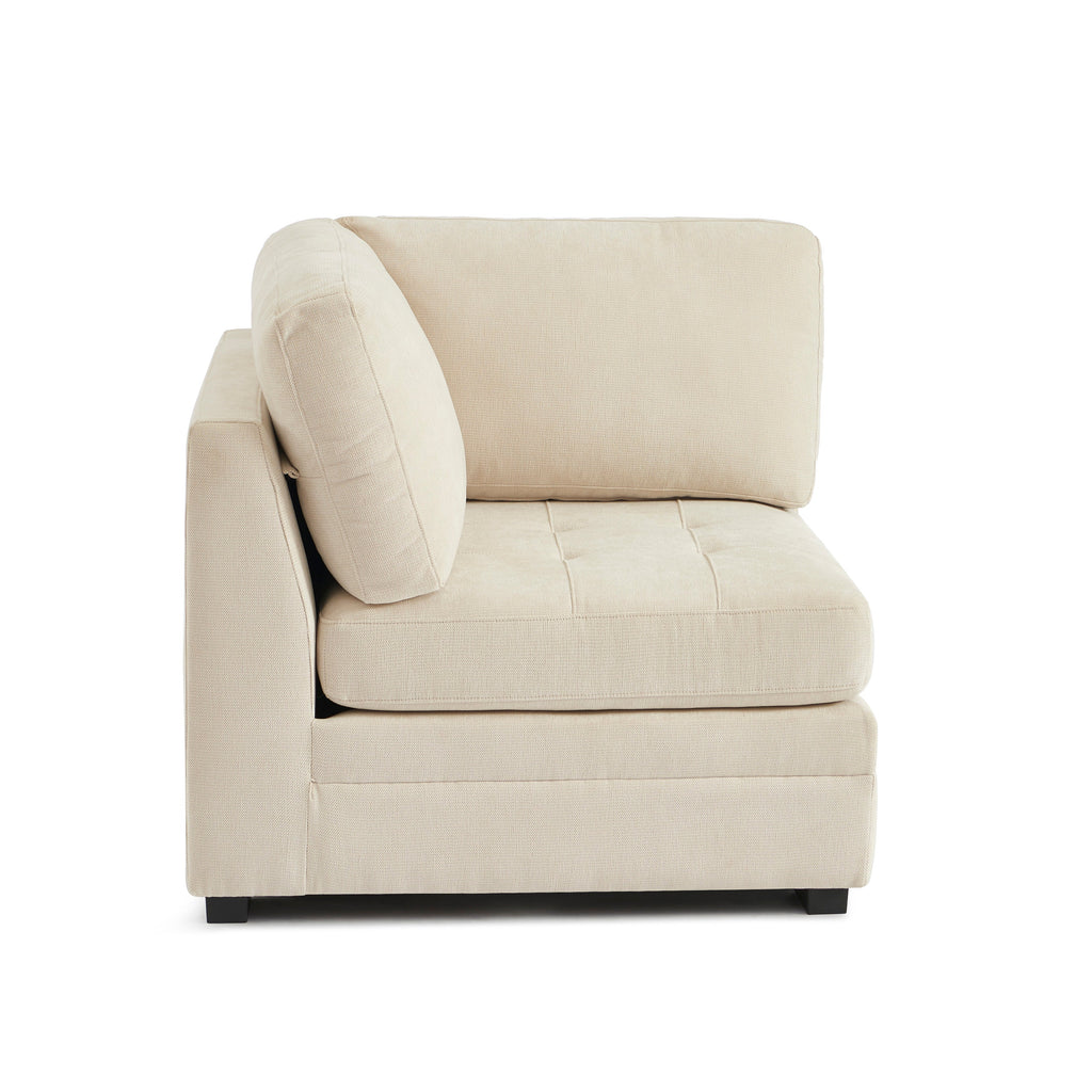 Billie - Chauffeuse D'Angle - Tissu Chenille - Beige