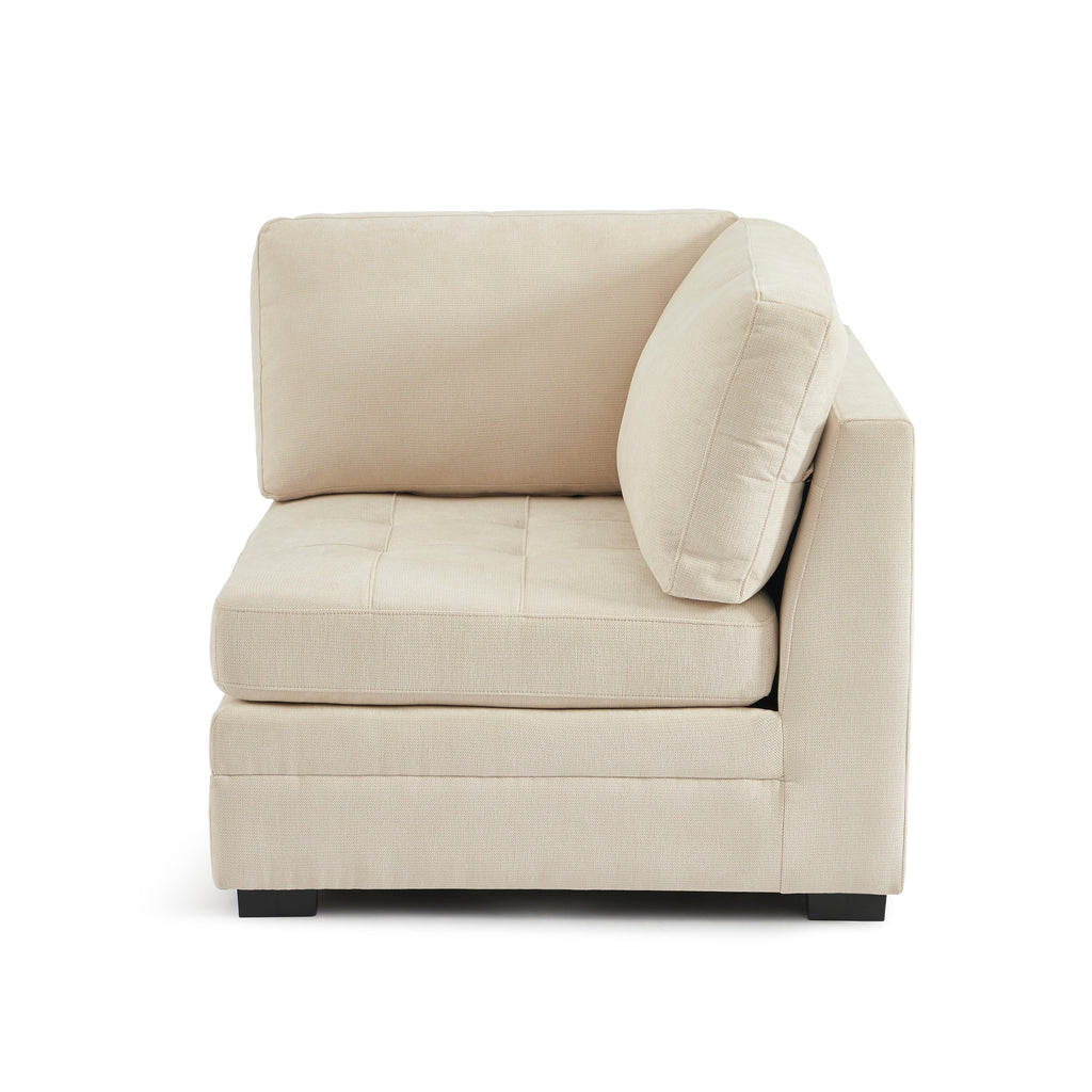 Billie - Chauffeuse D'Angle - Tissu Chenille - Beige
